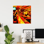 Pretbar scène | Bartender en klanten Poster (Thuiskantoor)