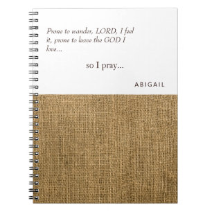 Prête à errer Burlap Journal de prière personnalis