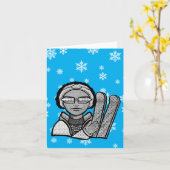 Prête à skier Carte de vœux pliée (Fleur jaune)