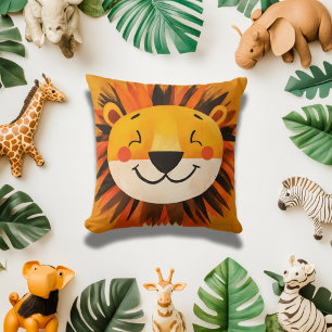 Pretentieloos Leeuwengezicht Kinderen Safari Thema Kussen