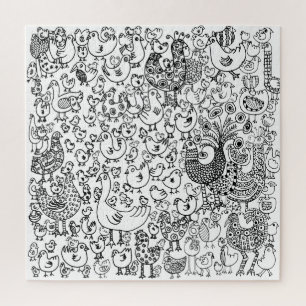 Pretentieloze fantasierijke zwart-wit vogels gemêl legpuzzel