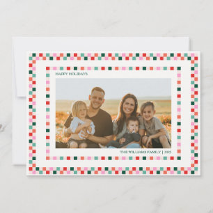 Pretentieloze geruite lijst kerst foto kaart voor
