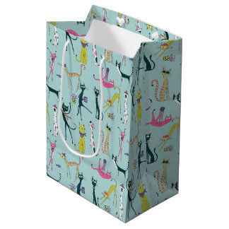 Pretentieloze Kleurrijke Grappige Katten Patroon Medium Cadeauzakje