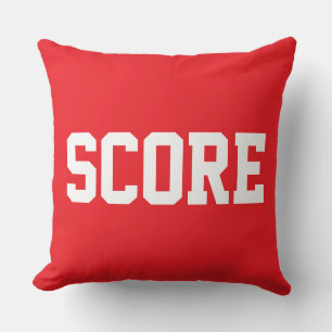 Pretentieloze witte sportieve SCORES-tekst op held Kussen
