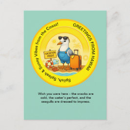 pretentieloze zonnige bestemming meeuw strand groe briefkaart