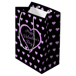 Pretentieuze en flirterige roze harten Valentijn Medium Cadeauzakje