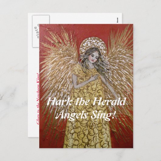 Prêtez l'oreille la carte postale de Noël d'anges (Devant / Derrière)