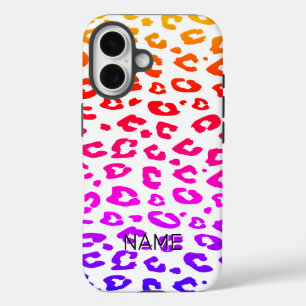Pretige regenboogkleur wilde luipaardprint op maat iPhone 16 hoesje