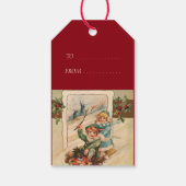 pretkerst, kinderen in slee cadeaulabel (Achterkant)