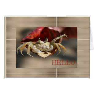 Pretkrab in een rode blad wenskaart