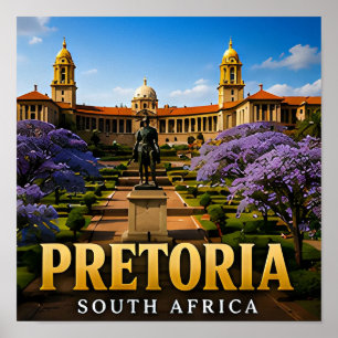Pretoria Uniegebouwen en Jacaranda-bloesem Poster