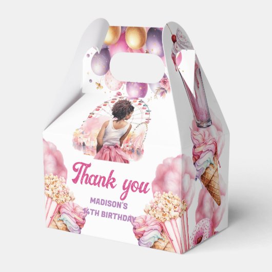 Pretpark Afrikaans Amerikaans plezier en kleurrijk Bedankdoosjes (Voorkant Zijde)