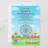 Pretpark Funfair Childs Verjaardagsfeest Kaart (Voorkant)