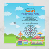 Pretpark Funfair Childs Verjaardagsfeest Kaart (Voorkant / Achterkant)