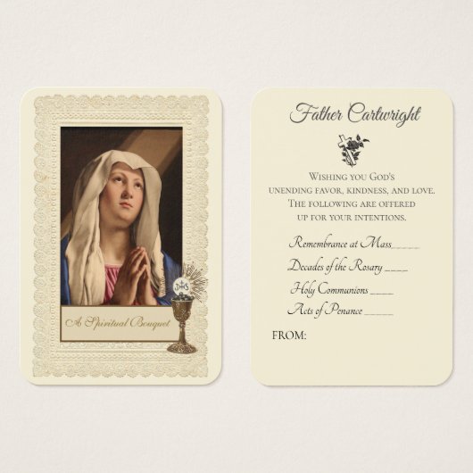 Prêtre catholique Bouquet spirituel Vierge Marie (Devant & derrière)