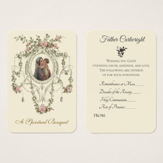 Prêtre catholique Bouquet spirituel Vierge Marie (Devant & derrière)