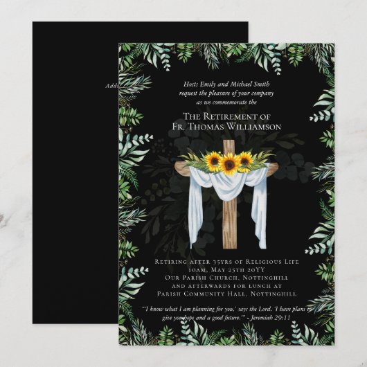 Prêtre Pasteur Diacre Ministre Invitations de retr (Devant / Derrière)