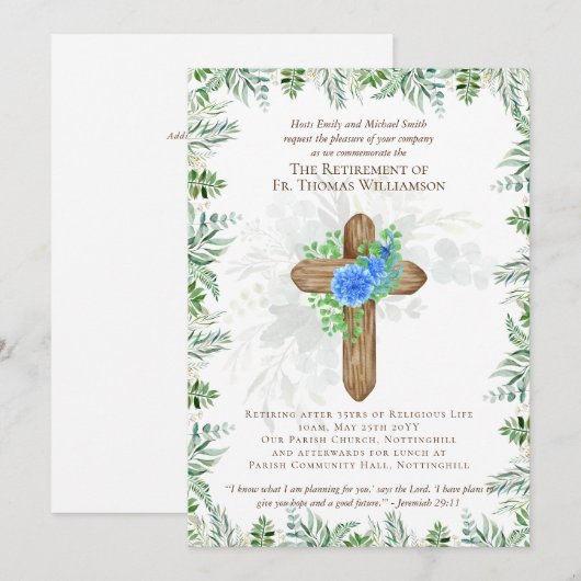 Prêtre Pasteur Diacre Ministre Invitations de retr (Devant / Derrière)