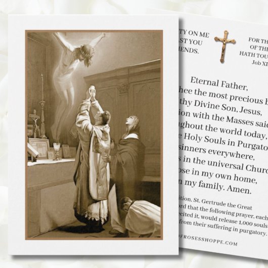 Prêtre Saint Gertrude Offrant Messe Vierge Marie P