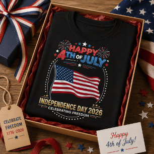 Prettig 4 juli 2026 Onafhankelijkheidsdag Vuurwerk T-shirt