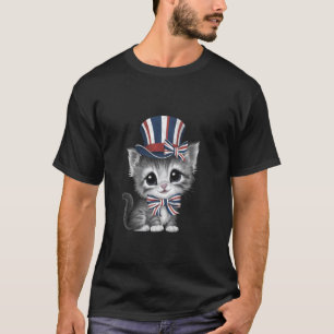 Prettig 4 juli, Amerikaanse vlag Kat Grappig T-shirt