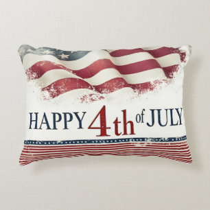 Prettig 4 juli - Amerikaanse Vlag Vintage Design Accent Kussen
