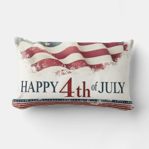 Prettig 4 juli - Amerikaanse Vlag Vintage Design Kussen