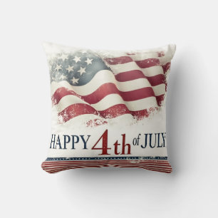 Prettig 4 juli - Amerikaanse Vlag Vintage Design Kussen