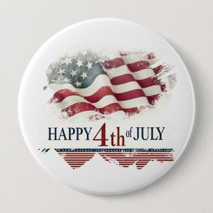 Prettig 4 juli - Amerikaanse Vlag Vintage Design Ronde Button 4,0 Cm