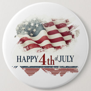 Prettig 4 juli - Amerikaanse Vlag Vintage Design Ronde Button 6,0 Cm