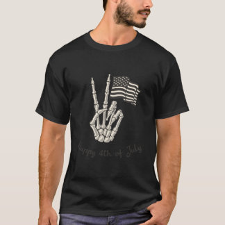 Prettig 4 juli Amerikaanse vlag Vredesteken T-shirt