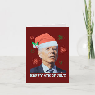 Prettig 4 juli Biden Kerstman Hoed Grappig  Feestdagen Kaart