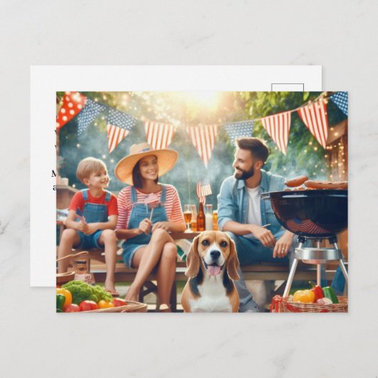 Prettig 4 juli familie ansichtkaart briefkaart (Voorkant / Achterkant)