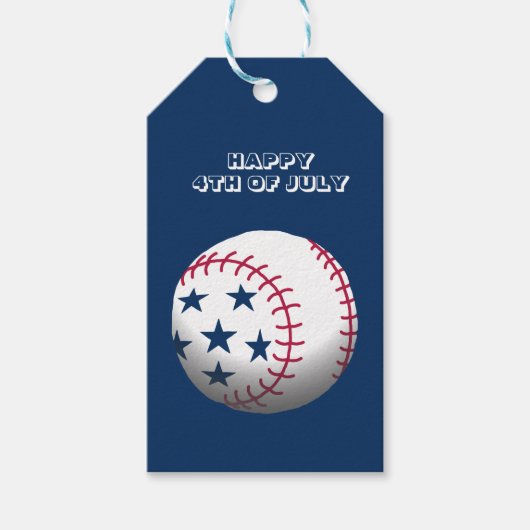 Prettig 4 juli honkbal cadeaulabel (Voorkant)