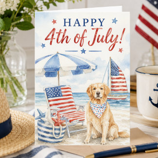 Prettig 4 juli Patriottische Hond Zomer Vakantie Kaart