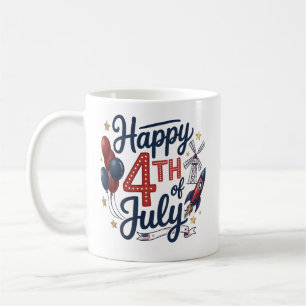 Prettig 4 juli Patriottische Raket & Sterren Koffiemok