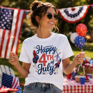 Prettig 4 juli Patriottische Raket & Sterren T-shirt