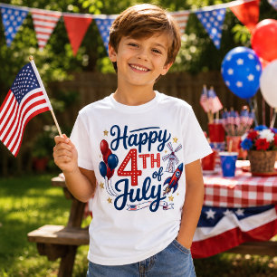 Prettig 4 juli Patriottische Raket & Sterren T-shirt