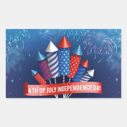 Prettig 4 juli  rechthoekige sticker (Voorkant)