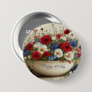 Prettig 4 juli ronde button 7,6 cm