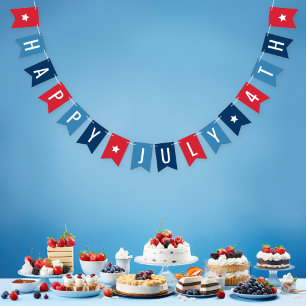 Prettig 4 juli Rood Wit Blauw Letter Vlaggetjes