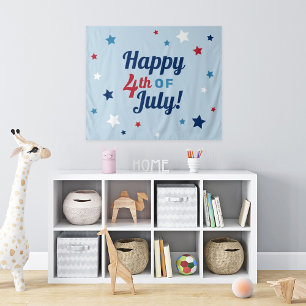 Prettig 4 juli Rood Wit Blauwe Sterren Wandkleed