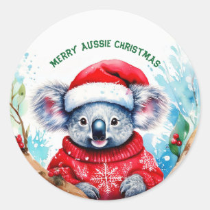 Prettig Australisch Kerst Koala Ronde Sticker