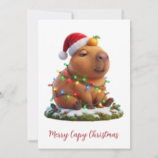 Prettig Capy Kerst Onbezorgde Capibara Lichten Feestdagenkaart