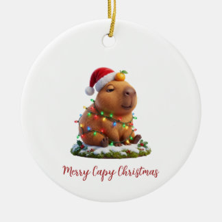 Prettig Capy Kerstfeest Onaangeroerde Capybara Keramisch Ornament