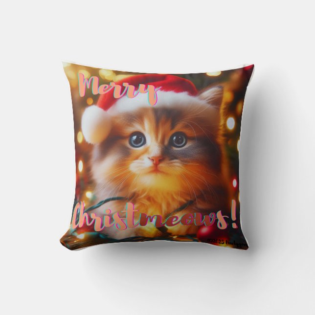 Prettig Catkerstfeest! Kat  Kussen (Voorkant)