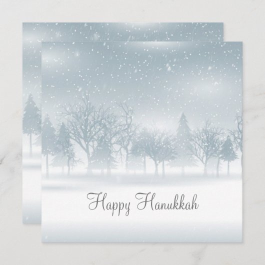 Prettig Chanoeka Sneeuwlandschap Natuur Mooie Jood Feestdagenkaart (Voorkant / Achterkant)