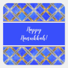 Prettig Chanukka Goud, Zilver en Wit dooreengevloc Vierkante Sticker
