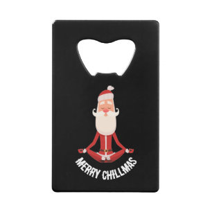 Prettig Chillmas Mediterende Zen Kerstman Vakantie Kredietkaart Flessenopener