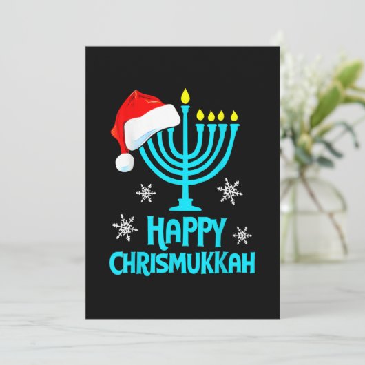 Prettig Chrismukkah 2022 Prettig Hanukkah Kerstdag Feestdagenkaart (Staand voorkant)